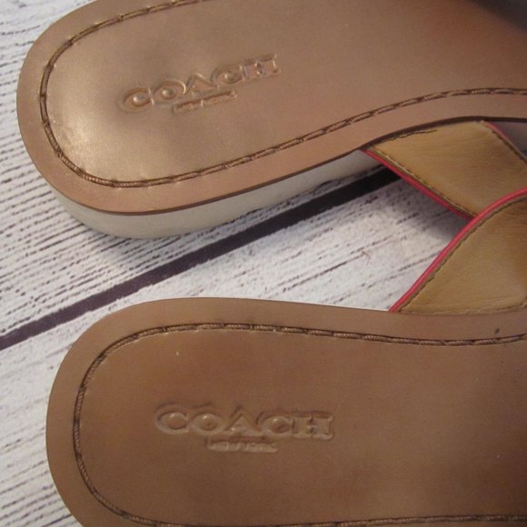 Coach Shelly Open Toe Leather Flip Flop - Picture 3 of 6